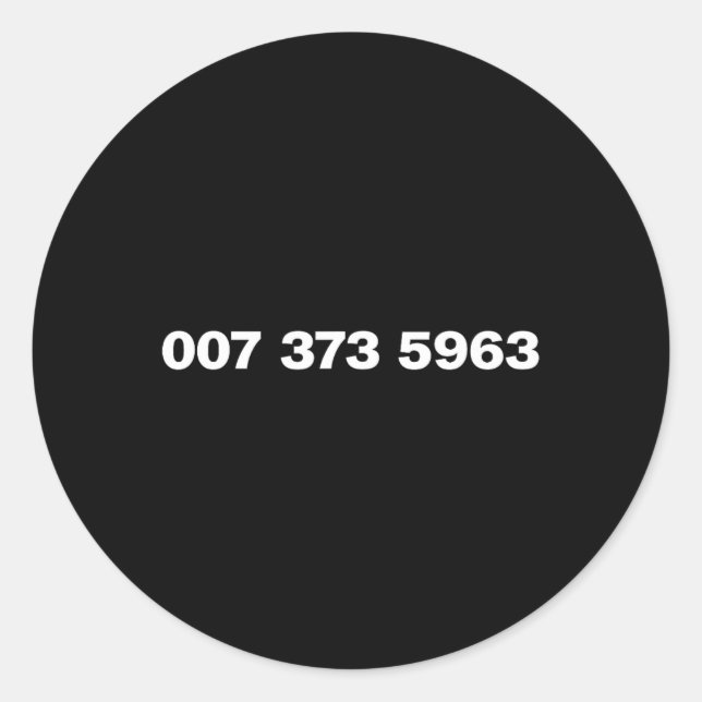 007 373 5963 - Berühmte 90er-Videospielcodes Runder Aufkleber (Vorderseite)