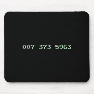 007 373 5963 Videospielcode 1987 80's Retro Games Mousepad