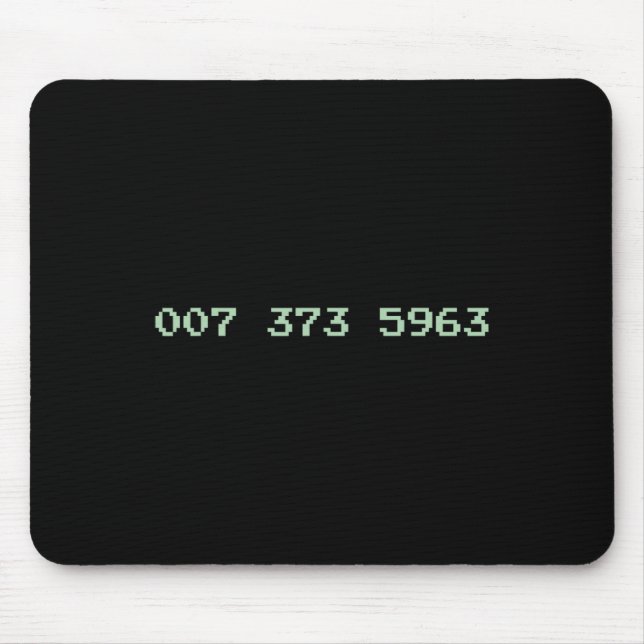 007 373 5963 Videospielcode 1987 80's Retro Games Mousepad (Vorne)