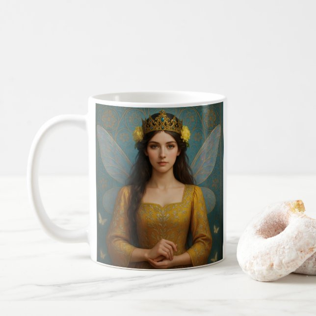 007_A fairy princess in golden yellow.  Kaffeetasse (Mit Donut)