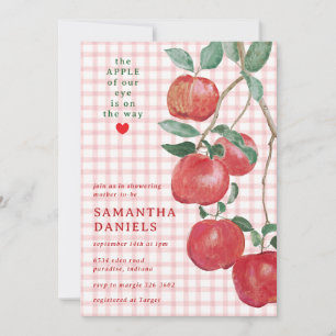 007 Roter Apfel Unseres Auges Gingham-Baby-Party Einladung