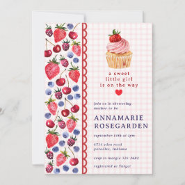008 Rosa Beerensorte-Cupcake-Baby-Party Einladung
