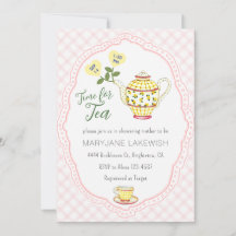 008 Rosafarben süß kariert Tea Party Baby Shower