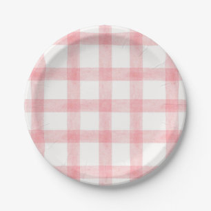 008 Rosarote Wasserfarbe-Karo Kleine Papierplatten Pappteller