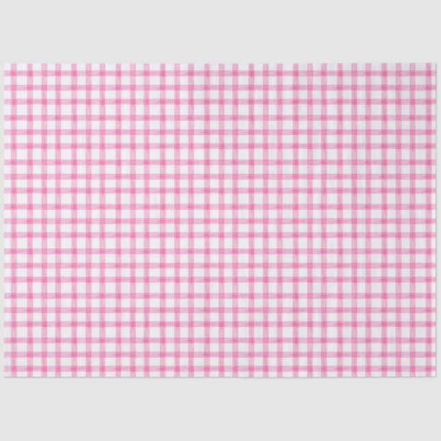 009 Fuchsia Bright Pink Gingham Tissue Paper Seidenpapier (Vorderseite)