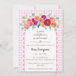 009 Fuchsia Pink Watercolor Wildflower Baby Shower Einladung