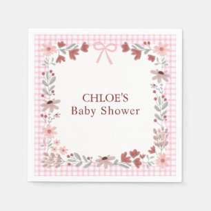 009 Fuchsia Rosa Wildflower-Schleife Gingham-Baby- Serviette