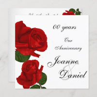 00 Jubiläum Einladung White Rote Rose Blume