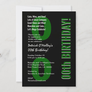 00. Modern Birthday Green und Black Metallic Einladung