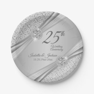 00. Silver Wedding Jubiläum Pappteller