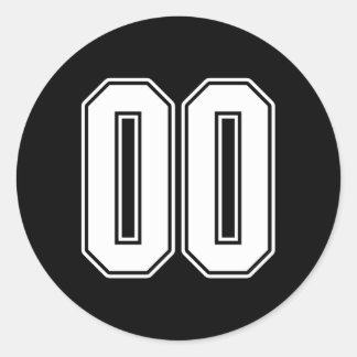 00 White Kontur Number 00 Sports Fan Jersey Runder Aufkleber