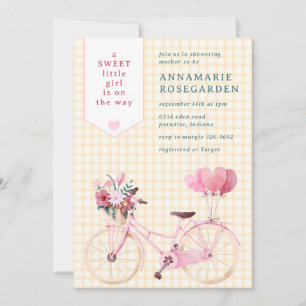 010 Amber Sweet Floral Mädchen Fahrrad Baby Shower Einladung