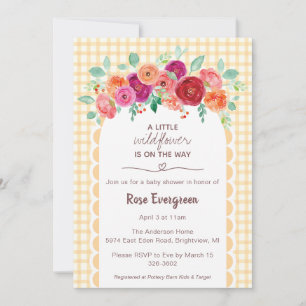 010 Bernstein-Karo Wasserfarbe Wildblumen-Baby-Par Einladung