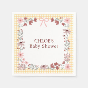 010 Bernstein-Wildblumen-Bogen-Gingham-Baby-Shower Serviette