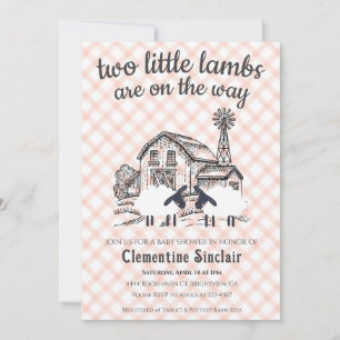 011 Terracotta-Lämmer-Farm-Plaid-Baby-Shower Einladung