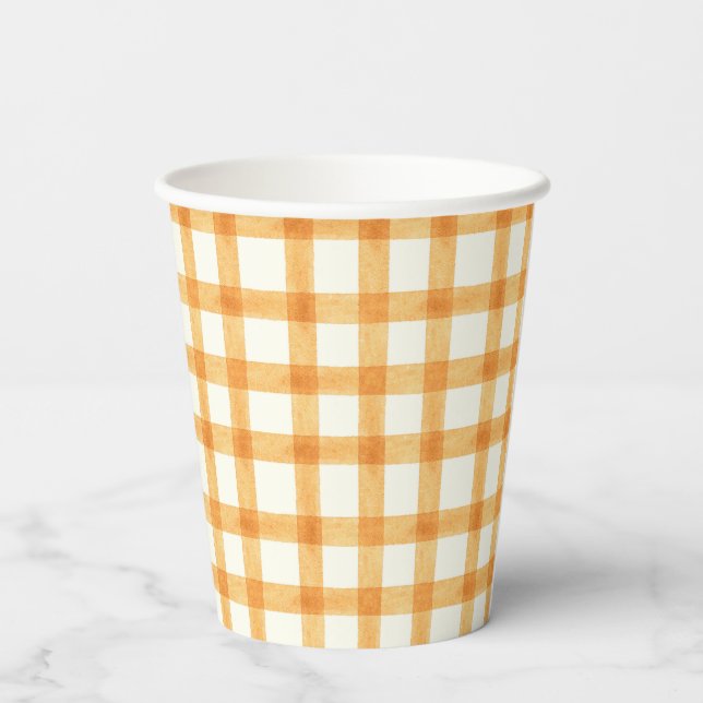012 Kupfer-Aquarell-Gingham-Papierbecher Pappbecher (Rückseite)