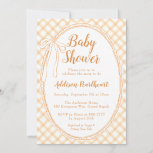 012 Kupfer Erbstück Spitze Gingham Babyparty Einladung