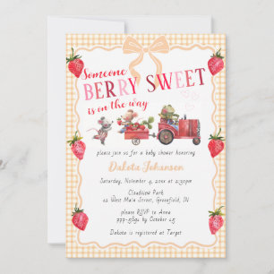 012 Kupfer Gingham Beeren Süße Farm Babyparty Einladung