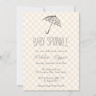 012 Kupfer Moderner Regenschirm Gingham Baby Sprin Einladung