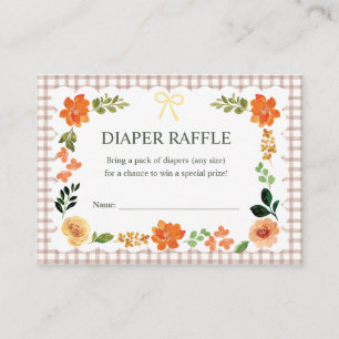 013 Chocolate Gingham Baby Shower Windel-Raffel Begleitkarte