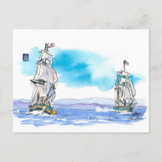 (014) Kampfeinsatz mit hohen Schiffen Postkarte