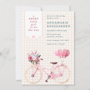 014 Latte Süße Florale Mädchen Fahrrad Baby Shower Einladung