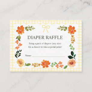 015 Zitronen-Gingham-Baby-Shower-Windel-Raffle Begleitkarte