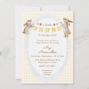 016 Marigold Süßes Häschen Gingham Babyparty Einladung