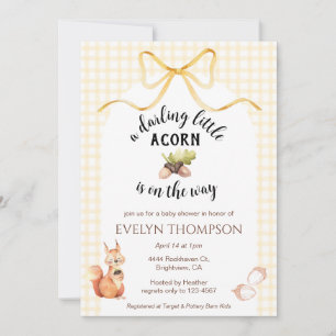 016 Ringelblume Eichhörnchen Eichel Gingham Babypa Einladung