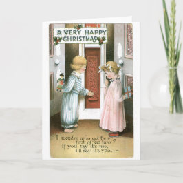 016 Vintage Weihnachtskarten-blonde Feiertagskarte