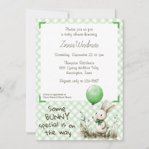 018 Grasgrün • Ein besonderes Häschen-Baby-Shower Einladung