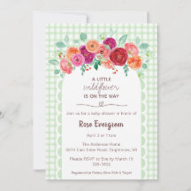 018 Grasgrüne Aquarell-Wildblumen-Baby-Party