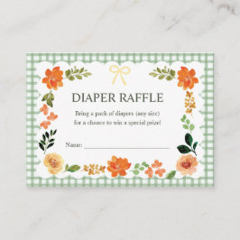 019 Forest Gingham Baby Shower Diaper Raffle Begleitkarte