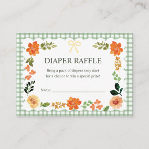 019 Wald-Gingham-Baby-Party-Windel-Raffle Begleitkarte