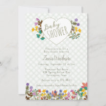 019 Wald-Gingham-Garten-Herz-Blumen-Baby-Party