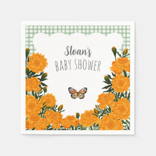 019 Wald-Ringelblumen-Monarch-Gingham-Baby-Shower Serviette