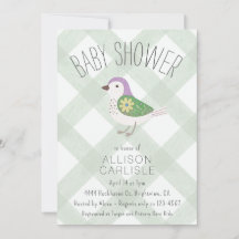 019 Wald Süß Blumenmuster Vogel Gingham-Baby-Party