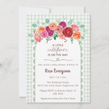 019 Waldgrün Aquarell Wildblumen-Baby-Party