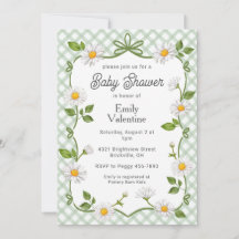019 Waldgrün Floral Daisy Karo Baby Shower