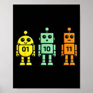 01 10 11 robot lustig binärcode roboter 01 10 11 poster