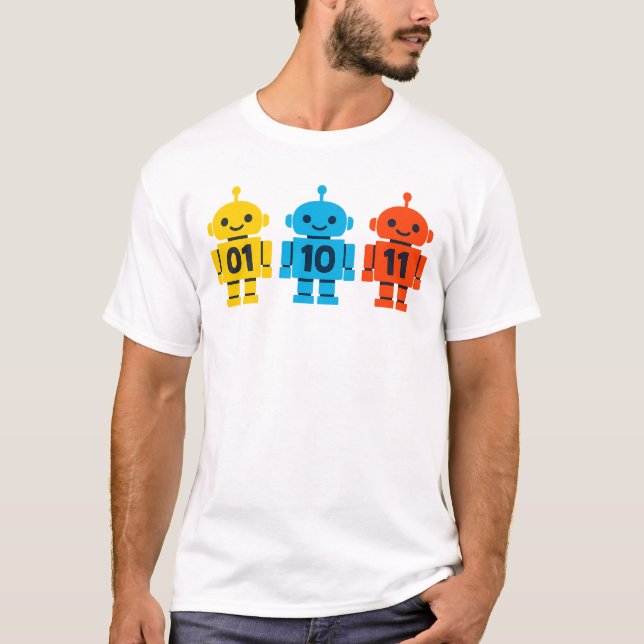 01 10 11 Roboter Binärcode Süßes Tech-Design T-Shirt (Vorderseite)