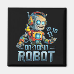 01 10 11 Roboter lustig für Männer Frauen Kinder 0 Magnet
