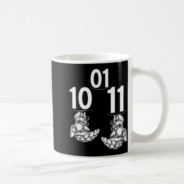 01 10 11 Roboter lustige Hände Roboter Männer Mädc Kaffeetasse (Rechts)
