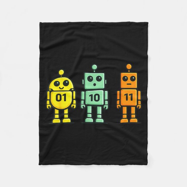 01 10 11 Roboter lustiger Binärcode Roboter 01 10  Fleecedecke (Vorderseite)