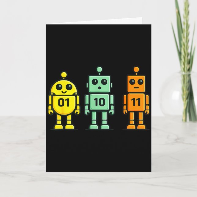 01 10 11 Roboter lustiger Binärcode Roboter 01 10  Karte (Vorderseite)