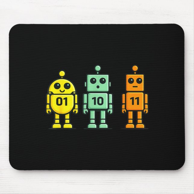 01 10 11 Roboter lustiger Binärcode Roboter 01 10  Mousepad (Vorne)