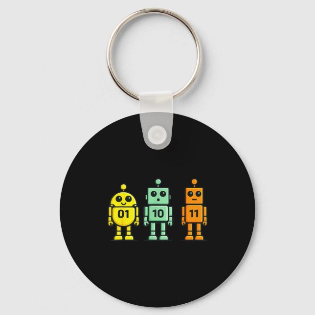 01 10 11 Roboter lustiger Binärcode Roboter 01 10  Schlüsselanhänger (Vorderseite)