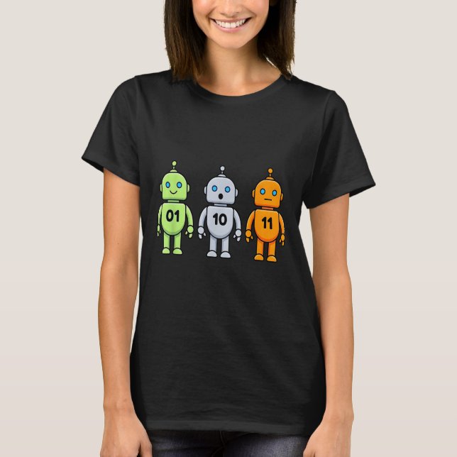 01 10 11 Roboterprogrammierung lustige Männer Frau T-Shirt (Vorderseite)