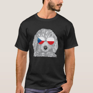 01 Brauner Pudel Hund Tschechische Flagge Sonnenbr T-Shirt