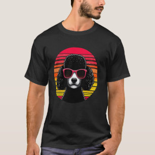 01 Cooler Pudel-Hund Vintage Retro Sonnenuntergang T-Shirt